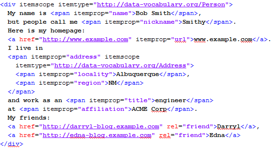 Here is the same HTML code marked up with microdata: